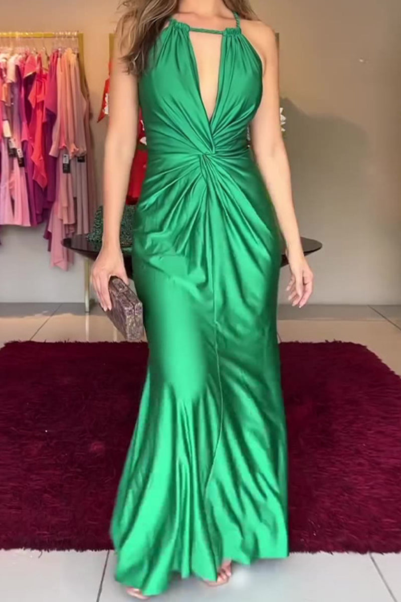 Alba® | Elegant formal solid color dresses with halter waist skirt