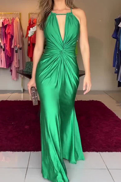 Alba® | Elegant formal solid color dresses with halter waist skirt