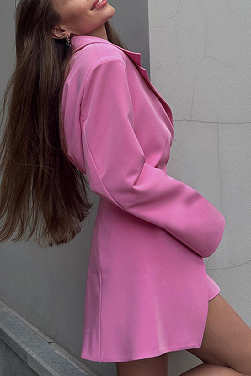 Noelia® | Elegant suit dresses with plain buttons and reversible collar (waist band)