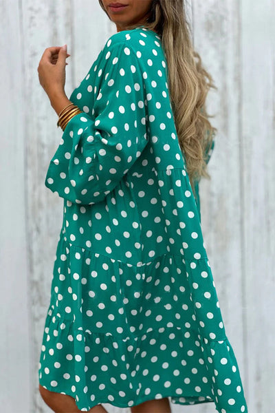 Sofia® | Elegant printed, dotted flounce dresses with V-neck and A-line