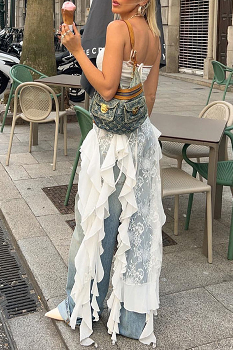 Ruth® | Sexy solid color strapless irregular dresses with lace