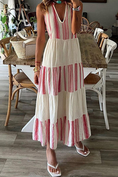 Eugenia® | Casual striped patchwork V-neck dresses