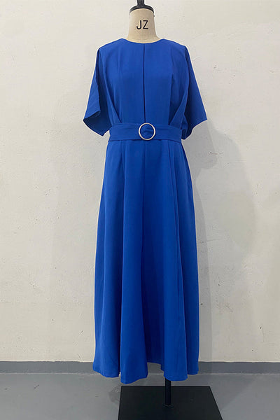 Liliana® | Elegant, plain dresses with a belt and an A-line O-neck