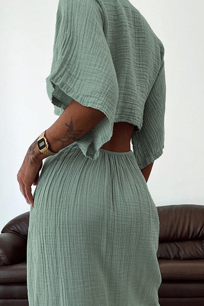 Jazmin® | Sexy solid hollow out frenulum dresses with V-neck and one-tier skirt