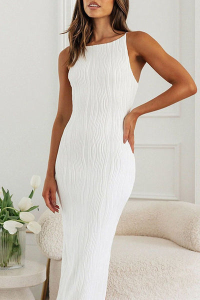 Jimena® | Sexy solid color halter dresses with one tier skirt and backless structure