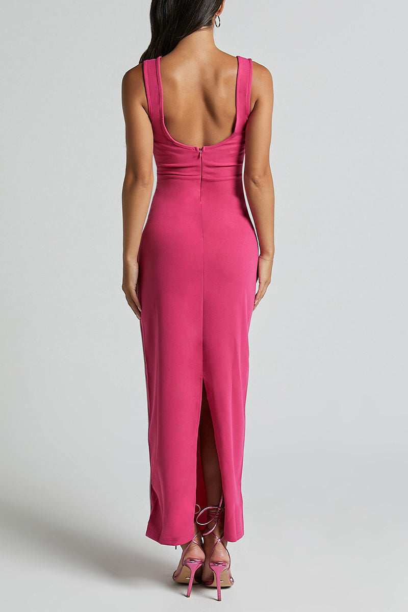 Daniela® | Sexy striped contrast V-neck single tier skirt dresses