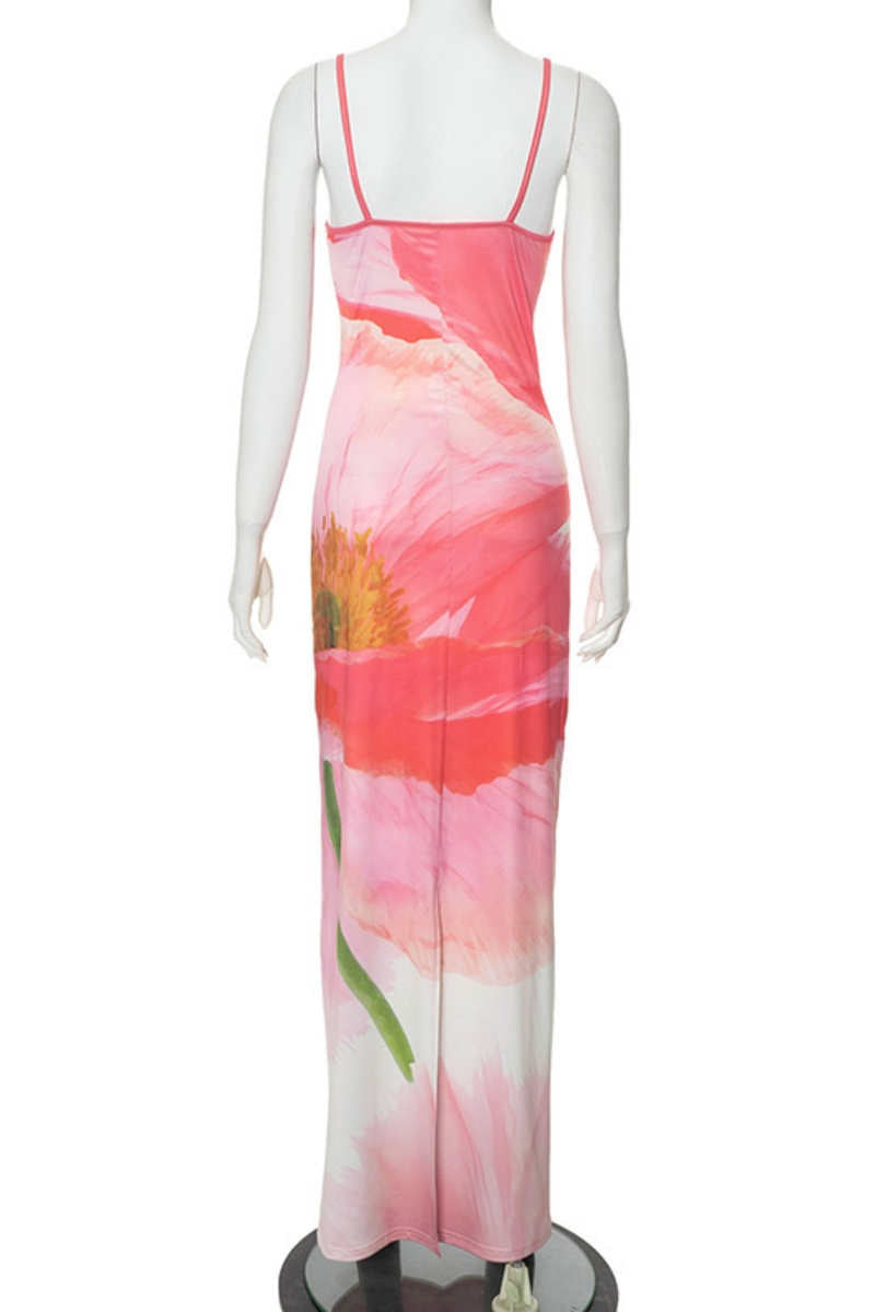 Gabriela® | Casual printed backless long dresses with spaghetti straps