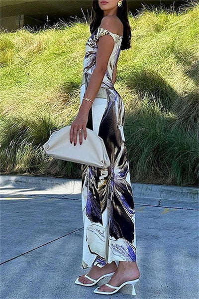 Ileana® | Sexy, casual print, basic, long dresses with slanted collar
