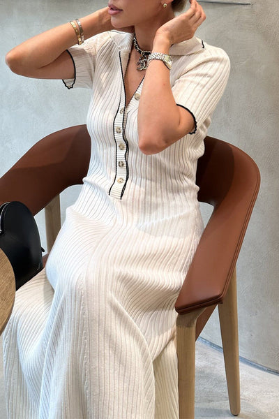 Eugenia® | Elegant A-line dresses with turn-down collar and fixed buckle