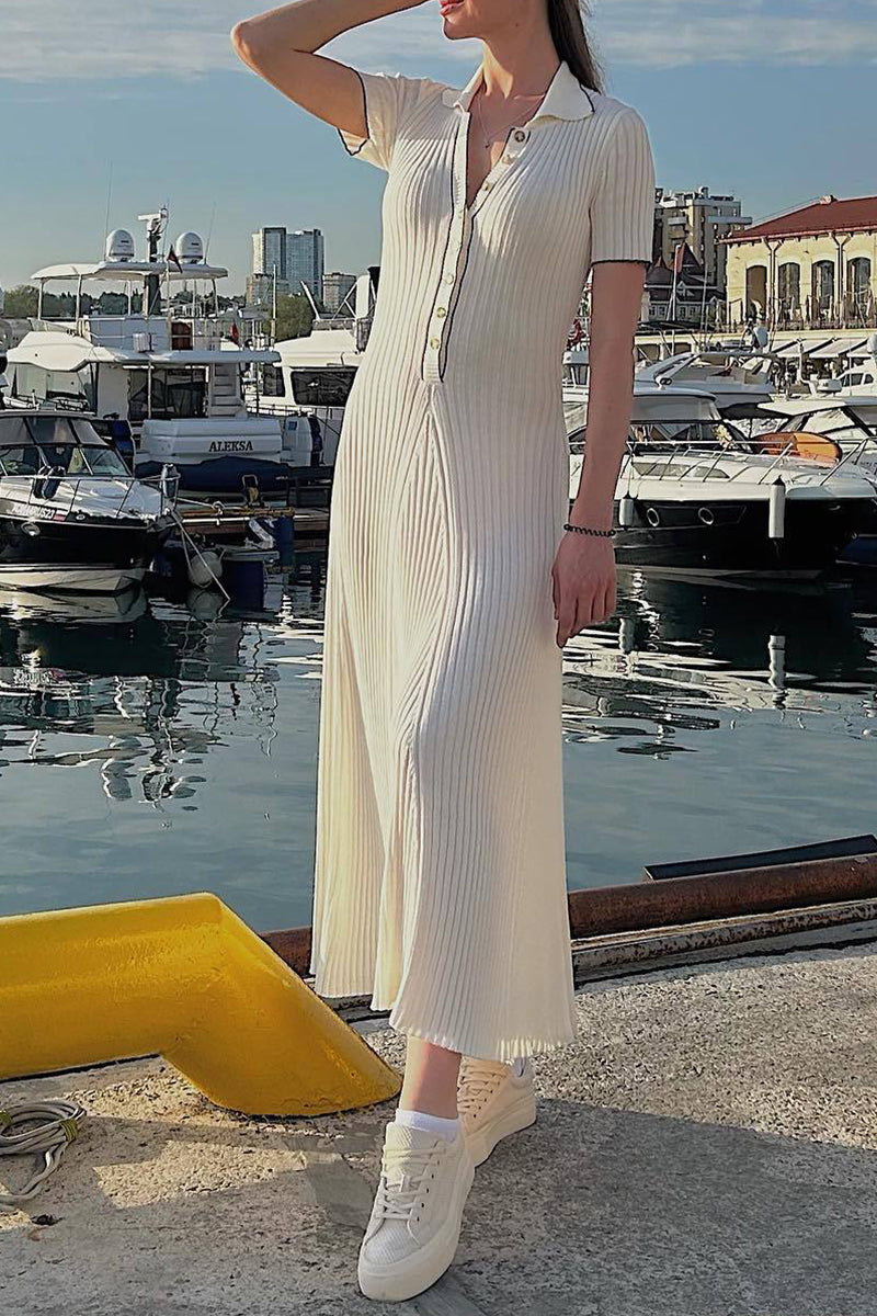 Eugenia® | Elegant A-line dresses with turn-down collar and fixed buckle