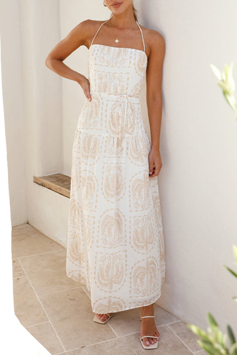 Danna® | Floral backless halter beach dresses for vacation