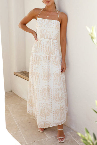 Danna® | Floral backless halter beach dresses for vacation