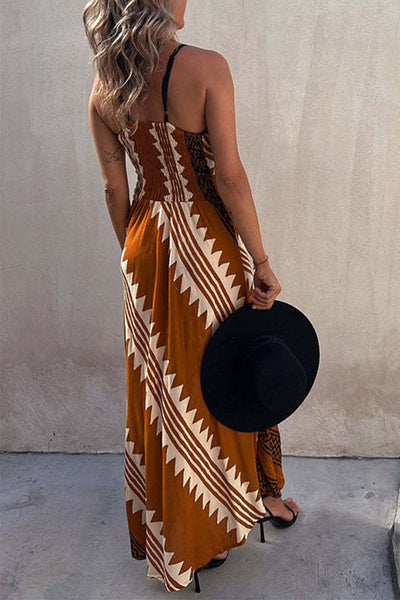 Caridad® | Bohemian holiday dresses with striped patchwork and V-neck