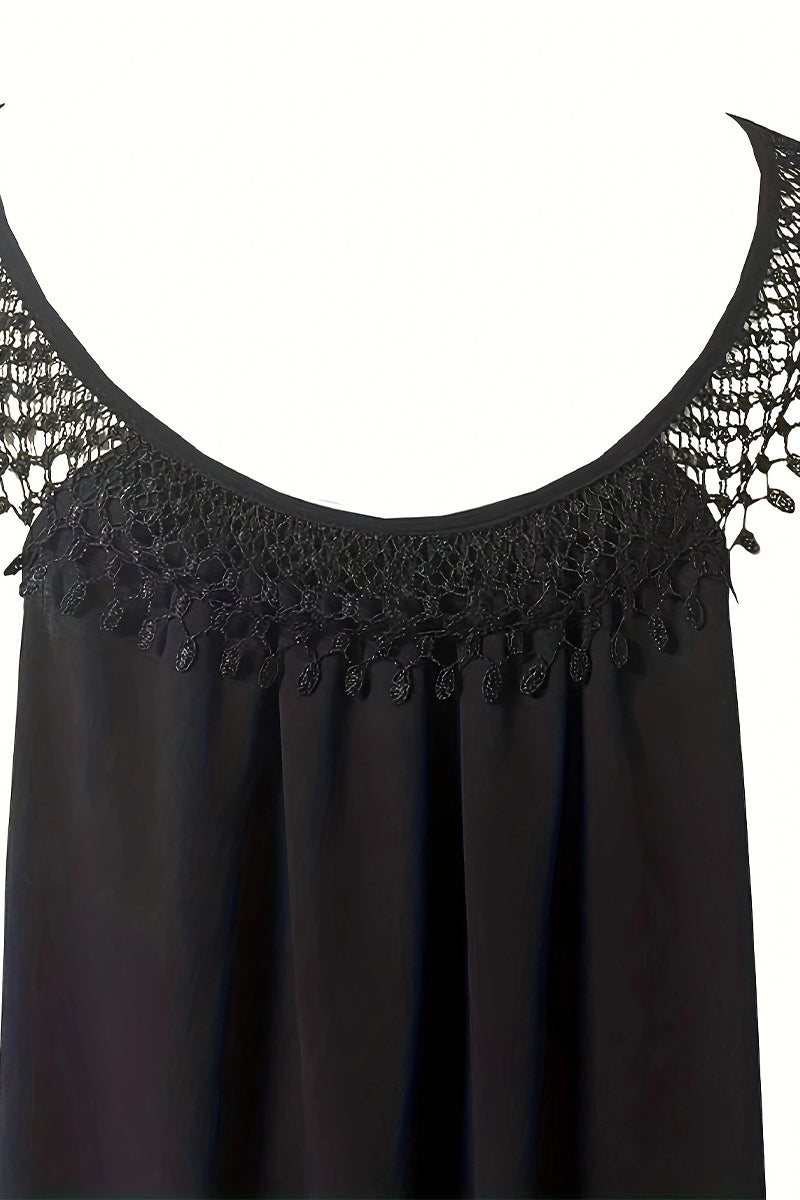 Carina® | Casual simple sleeveless dresses with fixed tassel and scoop neck