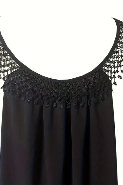 Carina® | Casual simple sleeveless dresses with fixed tassel and scoop neck