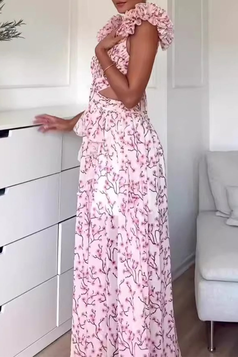 Beatriz® | Sweet elegant floral thready selvedge V-neck A-line dresses