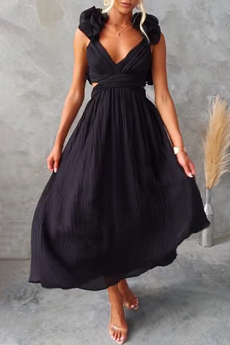 Andrea® | Cute, elegant, solid color dresses with backless strap design and A-line V-neck