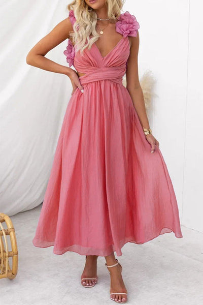 Andrea® | Cute, elegant, solid color dresses with backless strap design and A-line V-neck