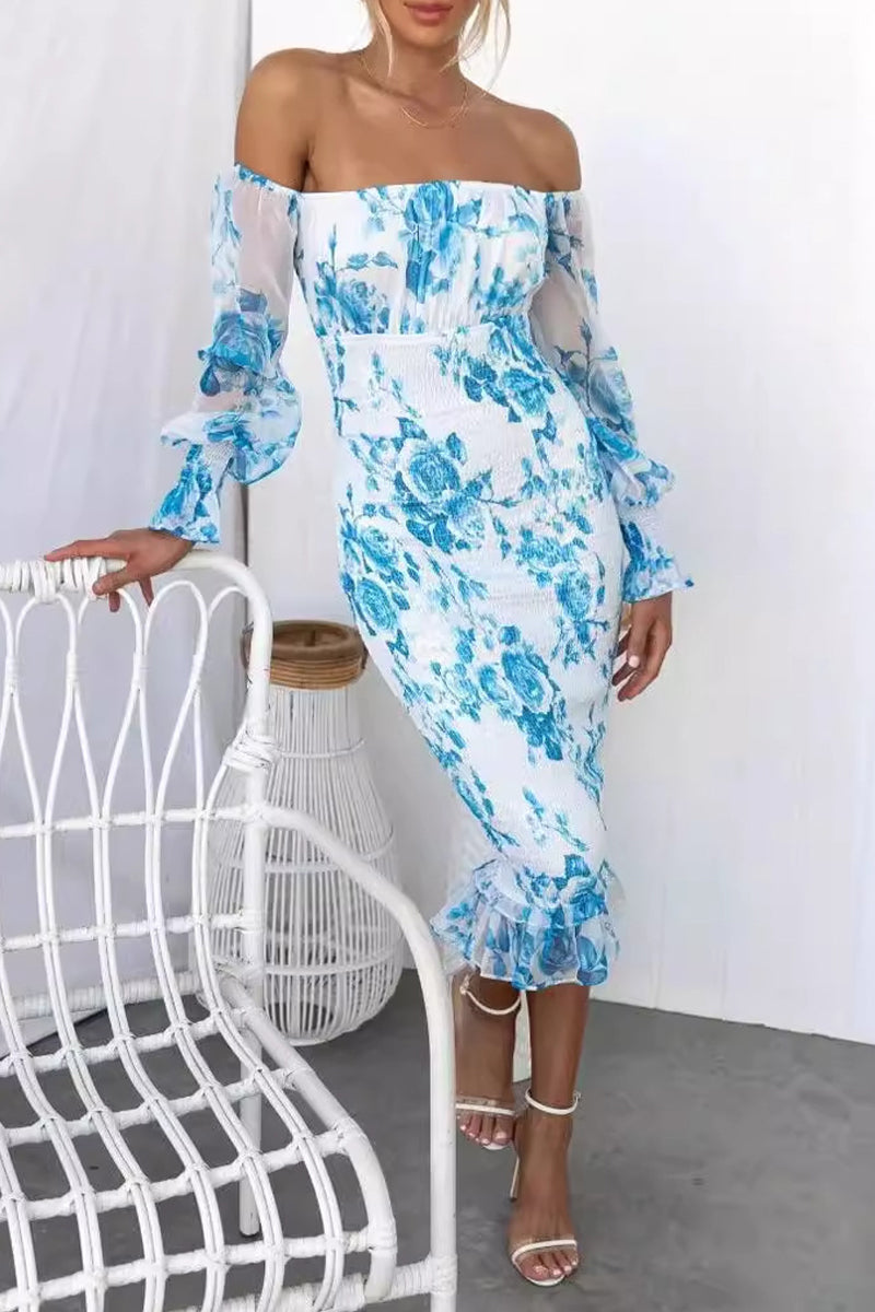 Yara® | Sexy floral patchwork dresses with off-the-shoulder wrap skirt
