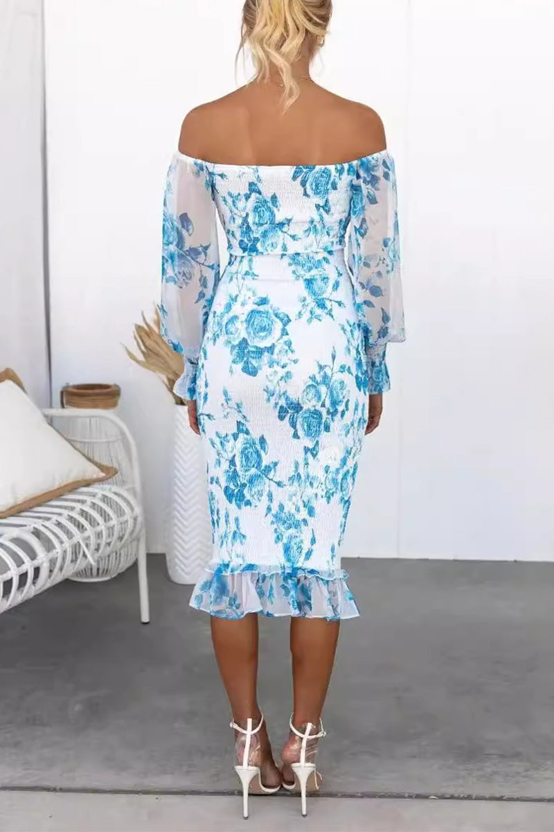 Yara® | Sexy floral patchwork dresses with off-the-shoulder wrap skirt