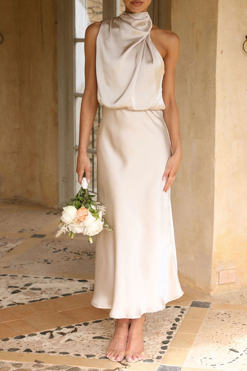 Ludmila® | Elegant Solid Color Turtleneck Dresses with One Tier Skirt (5 Colors)