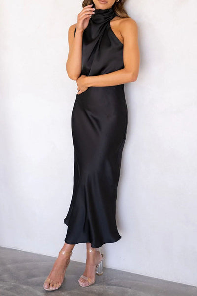 Ludmila® | Elegant Solid Color Turtleneck Dresses with One Tier Skirt (5 Colors)