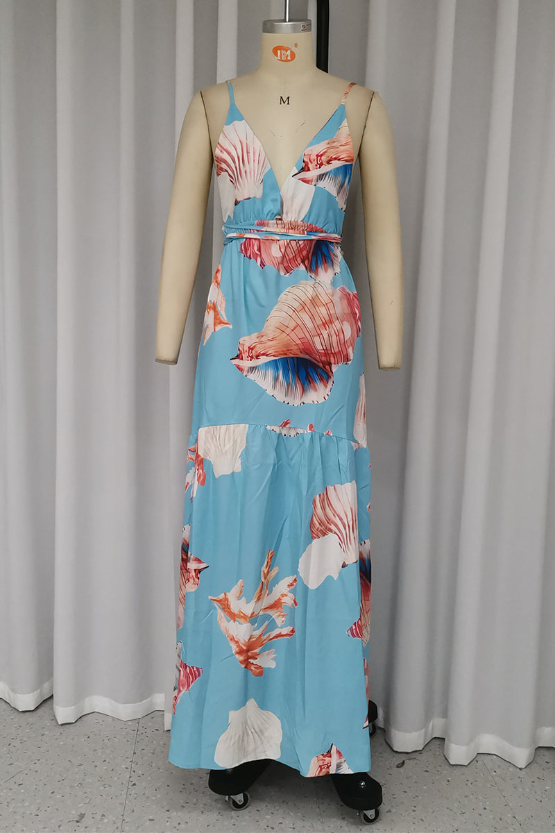 Selena® | Sexy holiday print frenulum backless halterneck dresses