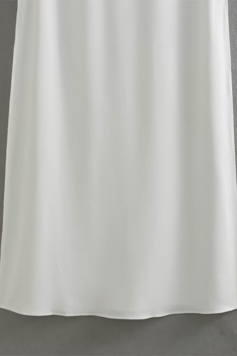 Salomé® | Casual simple solid color sleeveless dresses with slit and O-neck