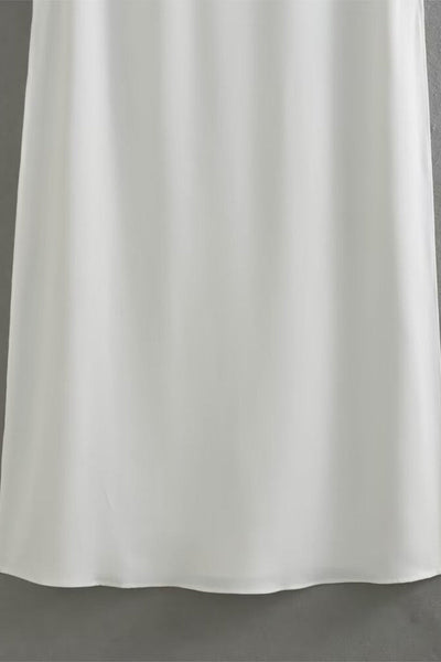 Salomé® | Casual simple solid color sleeveless dresses with slit and O-neck