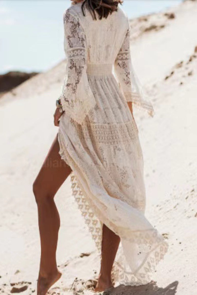 Rocio® | Sweet, elegant dresses with solid lace and hollow out V-neck in A-line