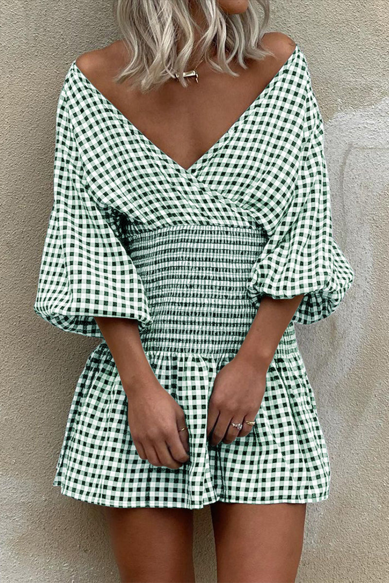 Paula® | Casual Plaid V-Neck Waist Skirt Dresses (5 Colors)
