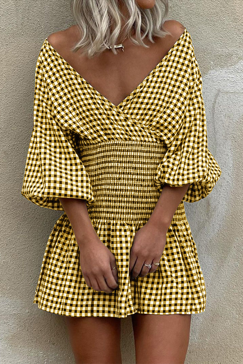 Paula® | Casual Plaid V-Neck Waist Skirt Dresses (5 Colors)