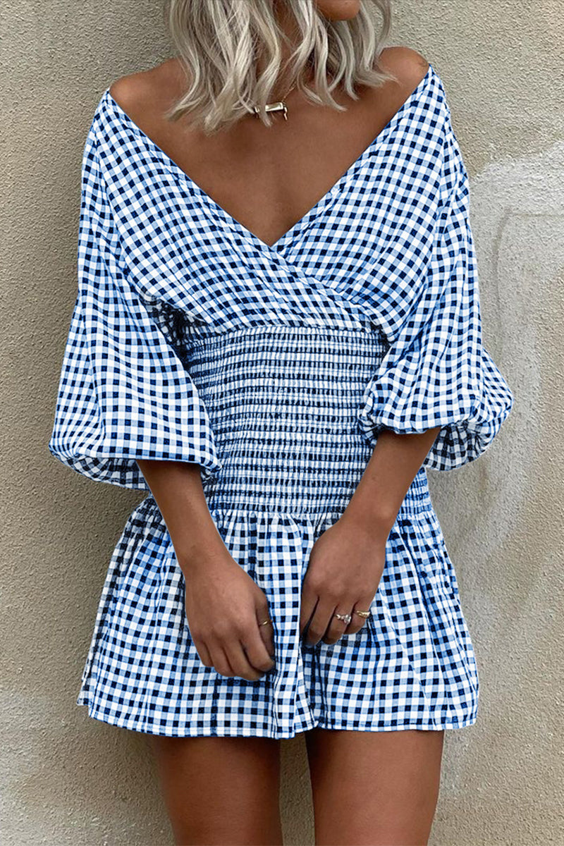Paula® | Casual Plaid V-Neck Waist Skirt Dresses (5 Colors)
