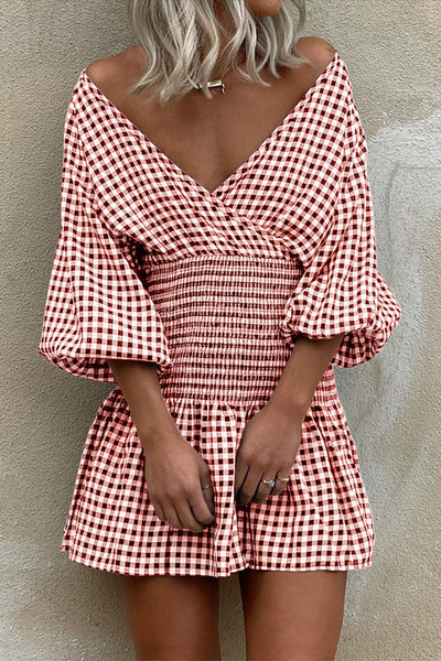 Paula® | Casual Plaid V-Neck Waist Skirt Dresses (5 Colors)