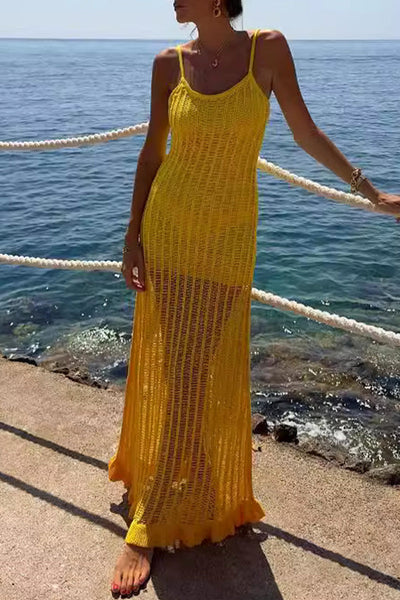 Nicolasa® | Sexy solid color scoop neck hollow out sling dresses for vacation