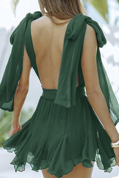 Malena® | Sexy Solid Color Backless Sleeveless V-Neck Dresses (5 Colors)