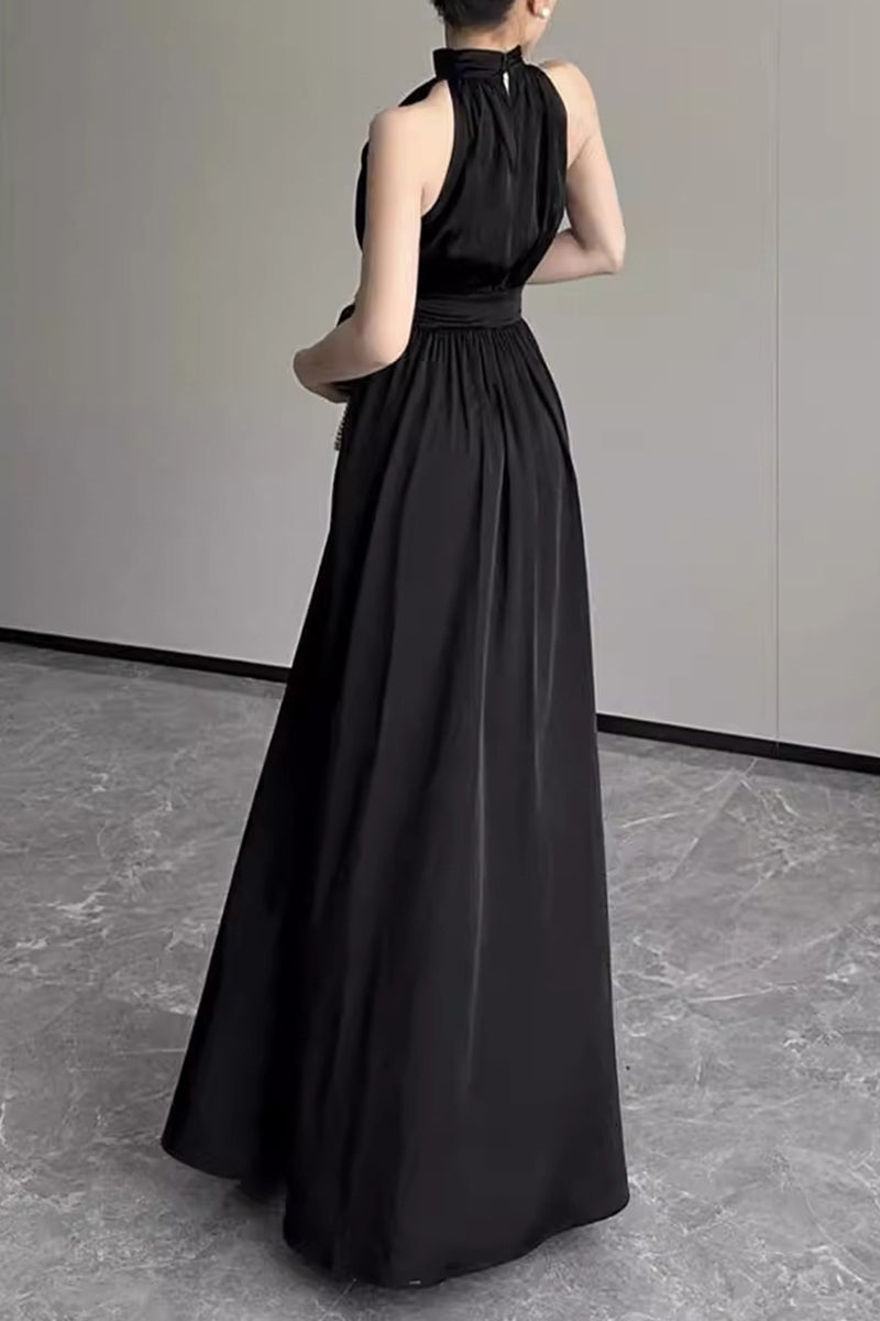 Karol® | Elegant solid color dresses with halter waist skirt and slit
