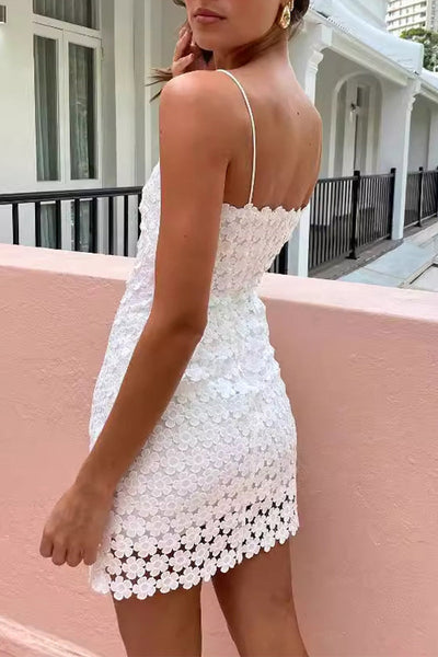 Leire® | Sexy dresses with solid color hollow out lace skirt and one tier skirt