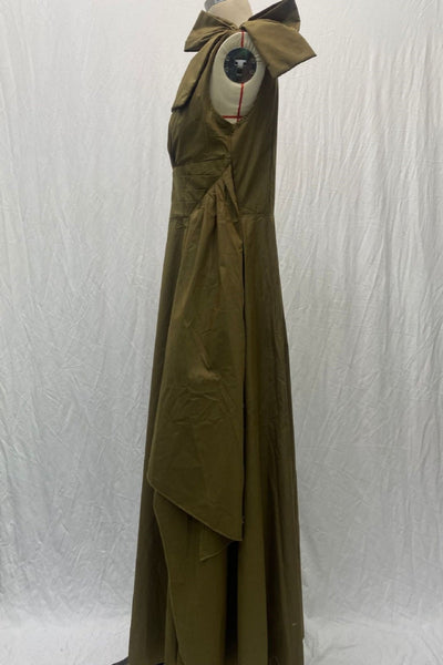 Francisca® | Casual solid long dresses with patchwork slit and slanted collar