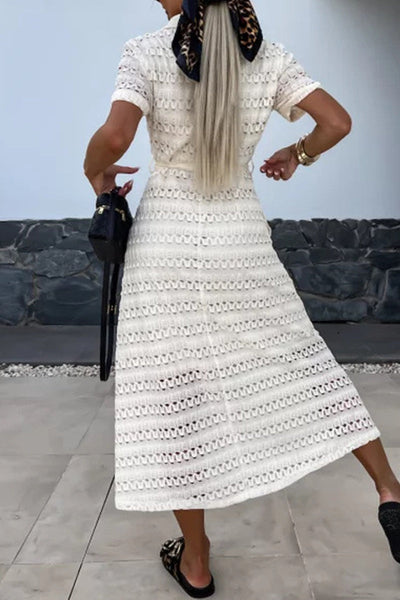 Johana® | Elegant A-line dresses with turn-down collars and fixed frenulum buckles