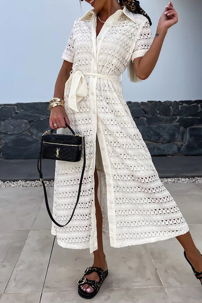 Johana® | Elegant A-line dresses with turn-down collars and fixed frenulum buckles