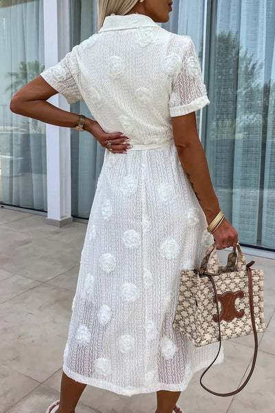 Johana® | Elegant A-line dresses with turn-down collars and fixed frenulum buckles