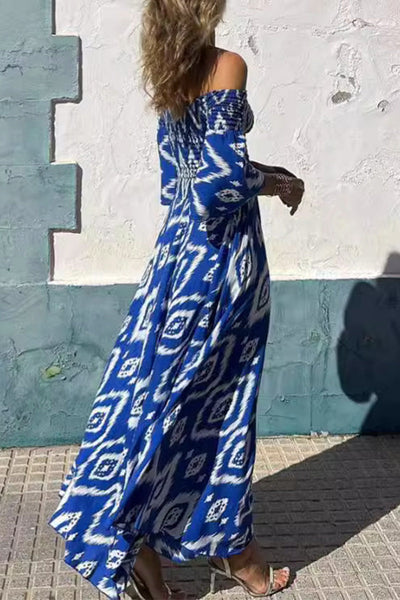 Hortensia® | Elegant off-the-shoulder A-line dresses with geometric print