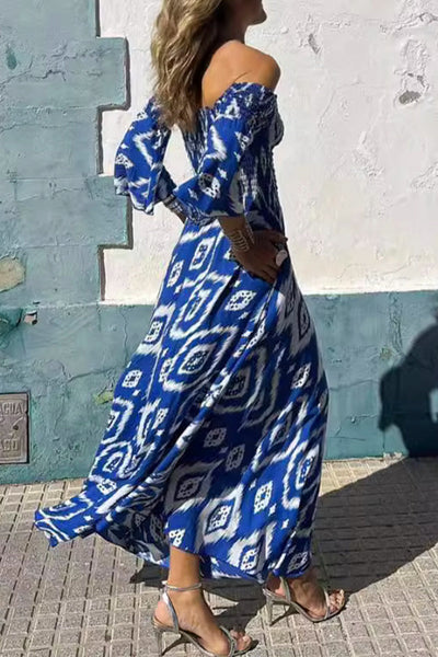 Hortensia® | Elegant off-the-shoulder A-line dresses with geometric print
