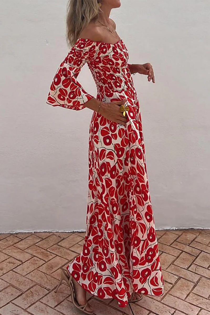 Hana® | Elegant off-the-shoulder A-line dresses with floral pockets and pleats