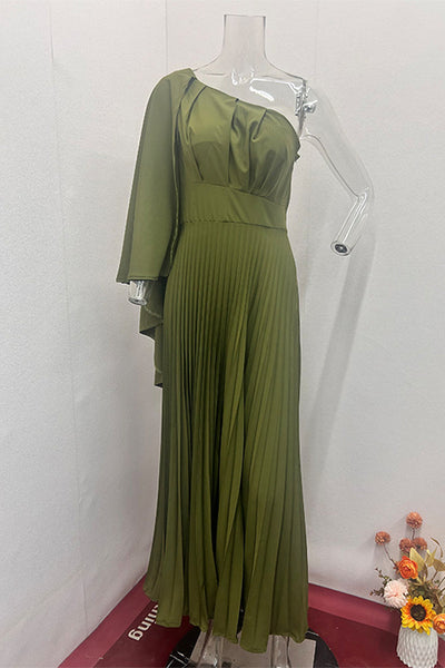 Ariadna® | Elegant, plain evening dresses with a slanted collar and pleated selvedge