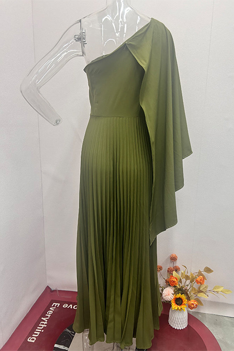 Ariadna® | Elegant, plain evening dresses with a slanted collar and pleated selvedge