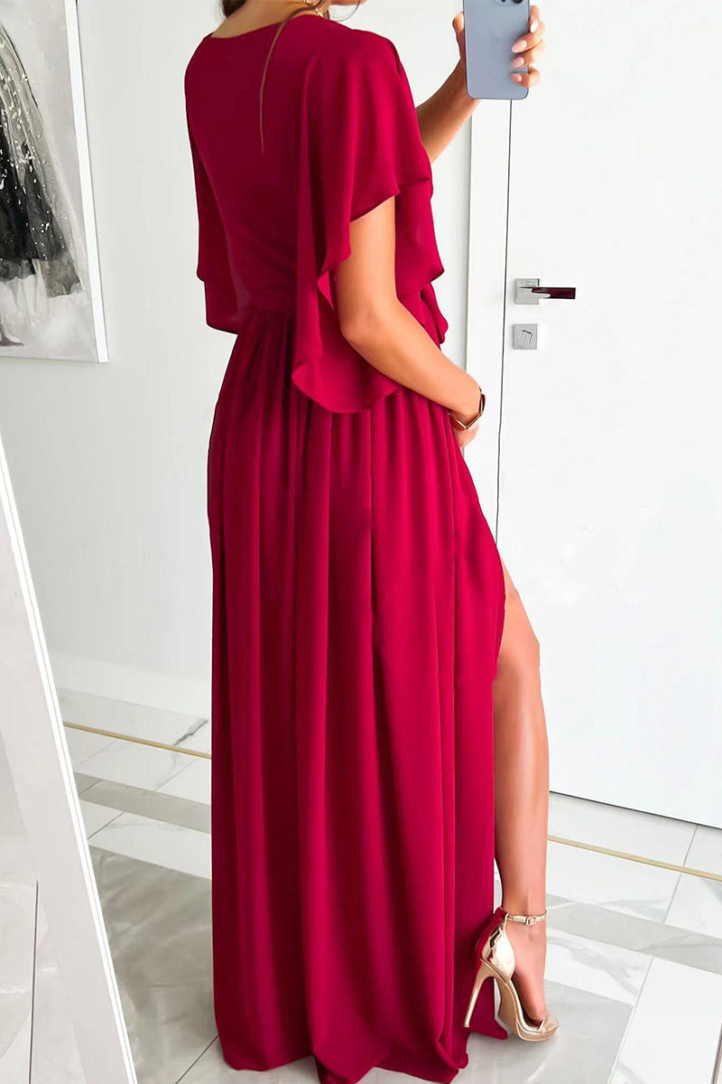 Belén® | Elegant A-line dresses with fixed frenulum flounce and V-neck (4 colors)