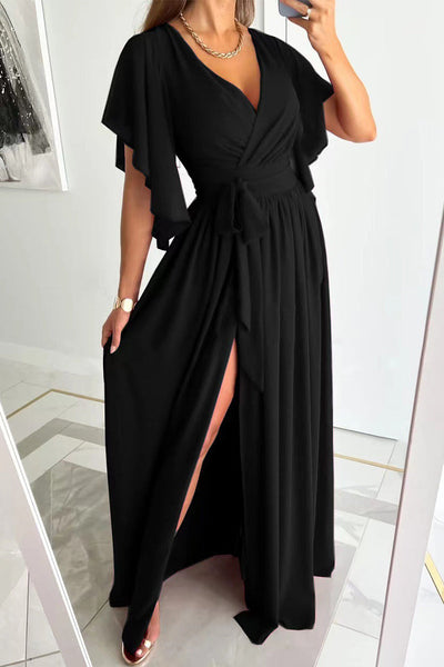 Belén® | Elegant A-line dresses with fixed frenulum flounce and V-neck (4 colors)