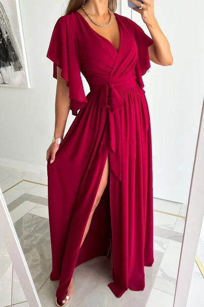 Belén® | Elegant A-line dresses with fixed frenulum flounce and V-neck (4 colors)